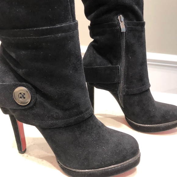 Gorgeous Italian B Queen Red Sole Black Suede Leather! - Picture 4 of 13